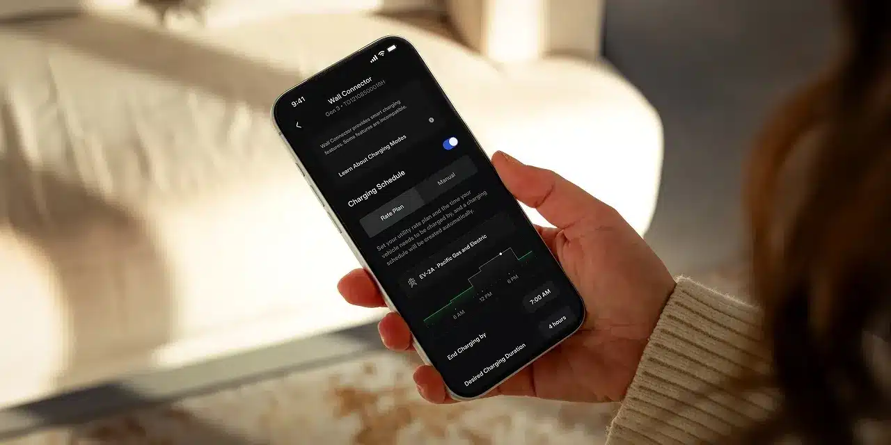 Réglages de recharge du véhicule électrique dans l'application Tesla